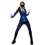 Ninja Costume Women Set with Ninja Mask Ninja Sai 2 Pcs Ninja Halloween Costume for Women Exotic Apparel, Blue L, Small