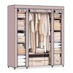 SONGMICS Closet Wardrobe, Portable Closet for Bedroom, Clothes Rail with Non-Woven Fabric Cover, Clothes Storage Organizer, 59 x 17.7 x 69 Inches, 12 Compartments, Dusty Pink ULSF003P02