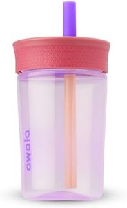 Owala Kids Insulation BPA-Free Plastic Tumbler with Spill Resistant Flexible Straw, Easy to Clean, Kids Water Bottle, Great for Travel, Dishwasher Safe, 15 Oz, Pink and Purple (Lilac Rocket)