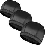 3PCS Silky Wave Caps for Men Waves, Good Compression Caps Over Durags for Wavers, Blakc-black-black, One size