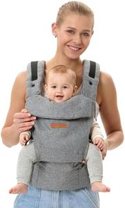 kangtongbaby Baby Carrier, 4-in-1 Soft Structured Newborn-to-Toddler Carrier, 7-45 lbs Ergonomic M-Seat Breathable Polyester, EVA Lumbar Support Lightweight Hands-Free Carry - Grey