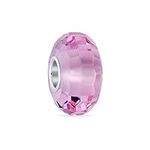 Faceted Translucent Murano Glass Pink Charm Bead For Women For Teen Fits European Bracelet .925 Sterling Silver