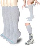 VEIGIKE Replacement Sock Liner for Orthopedic Walking Boots Walker Brace,Tube Socks Under Air Cam Walkers and Fracture Boot Cast Shoe Surgical leg Cover Grey 2 Pairs