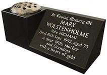 Personalised Black Granite Memorial Vase Grave Pot, Headstone Gravestone Plaque, Cemetery, Stone