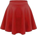 KIKFIT Girls Versatile High Waist Skirt Plain Pleated Mini Skirt Skater Stretchy A-Line Casual Flared Skirts for Kids Teens Age 5-13 Years (5-6 Years, Red)