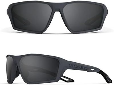 TOREGE Occhiali da sole sportivi polarizzati per Uomo Donna Donna Tiro Ciclismo Corsa Golf Occhiali da sole da pesca Lenti durevoli (Black)