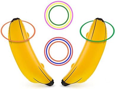 June Fox Inflatable Banana Ring Toss Game for Bachelorette Party, Bridal Shower Decorations for Engagement Party, Lingerie Party (2 Pieces 26'' Bananas & 6 Pcs Toss Rings)