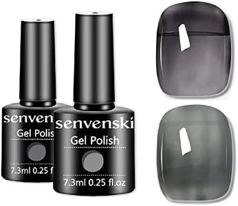 Senvenski Jelly Black Gel Nail Polish Sheer Clear Grey Charcoal Gel Polish Transparent Crystal Gel Polish Kit Art Varnish Gift Set UV LED (CS2-008)