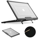 SEYMAC stock Case for MacBook Air 15 inch 2024/2023 Release A3114/A2941 M3/M2 Chip, Shock-Absorbing Protection Case with Folding Stand &Mouse Pad/Bag Case for MacBook Air 15'' A3114/A2941 (HardBlack)