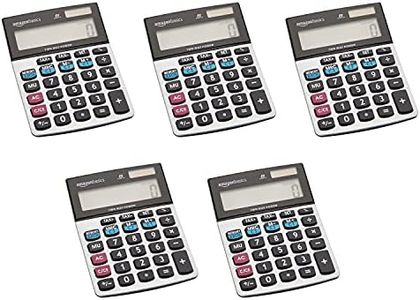 Amazon Basics LCD 8-Digit Desktop Calculator, 5-Pack, Silver