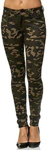Elara Pantalón Elástico de Mujer Skinny Fit Jegging Chunkyrayan Ejercito Verde A92 Army 36 (S)