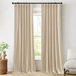 NICETOWN Insulated Beige Velvet Curtains 108 inches for Patio, Solid Modern Heavy-Duty Large Window Treatments Drapes for Home Theater/Home Office/Shared Space (2 Panels, 108 inches Long)