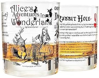 Greenline Goods Whiskey Glasses - Alice in Wonderland (Set of 2) | Literature Rocks Glass with Lewis Carroll Book Images & Writing