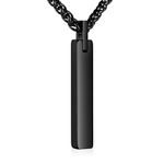 Urn Necklace for Ashes Stainless Steel Cremation Jewelry for Ashes Memorial Ash Necklace for Men Women Black