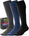 Bbfrey Men's Cotton Compression Socks 20-30 mmHg (3 Pairs) - Knee High Support for Circulation, Travel, Flying, Dress