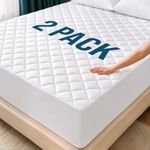 Quilted Fitted Mattress Pad 2 Pack, King Mattress Protector Topper with Deep Pocket Stretches up to 16 Inches, Machine Washable Mattress Cover by Utopia Bedding (White)