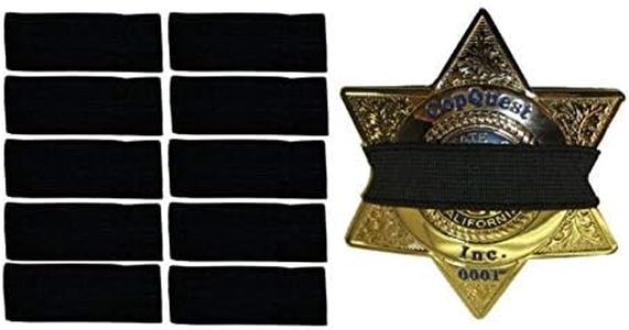 Hero's Pride 10-PACK Thin Blue Line Stripe Black Police Officer Badge Shield Funeral Honor (Black, 1/2 inch)