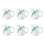 Larah by Borosil Mimosa Opalware Mug Set, 6 Piece, White, 180 Ml