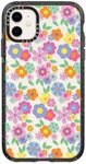 CASETiFY Impact Case for iPhone 11 - Cheerful 1960s Floral Bedsheet Wallpaper Pattern- Clear Black