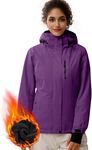 FREE SOLDIER Women's Waterproof Ski Snow Jacket Fleece Lined Warm Winter Rain Jacket with Hood Fully Taped Seams