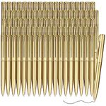 Teling 72 Pcs Small Ballpoint Pen Mini Pens Bulk 4 Inch Short Small Pens Tiny Pen Ink Ballpoint Pens for Notebook Pockets Signature Notepads School Office(Gold)