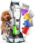 oneisall Cordless Dog Clippers - Rechargeable Grooming Kit with Detachable Metal Combs, Low Noise Heavy-Duty for Thick/Curly/Fine/Wavy Hair