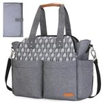 Lekebaby Baby Nappy Changing Bag Satchel Messenger Large Capacity, Arrow Print, Grey