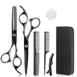 Lictin Hairdressing Scissors Hair Thinning Scissors Set and Hair Scissors, 6.0 inch + Presentation Case/Box + Black Comb + Thinning Hair Comb + Black Hair Clip+Screw Adjuster