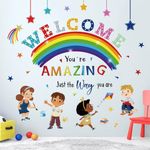 wondever Reading Corner Rainbow Wall Decals Kids Inspirational Quotes You are Amazing Peel and Stick Wall Art Stickers for Reading Room Classroom Kids Room