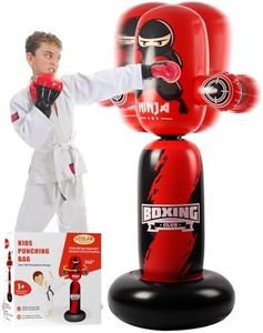 VCOLAN Punching Bag for Kids,63inch Kids Punching Bag,New Upgraded 360°Rotating Inflatable Boxing Bag Ninja Toy for Boys, Christmas Birthday Gift for Kids Age 5-12