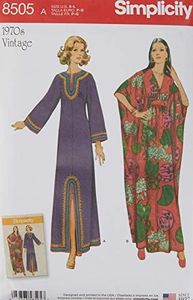 Simplicity US8505A 1970's Vintage Fashion Women's Ankle Length Caftan Sewing Pattern Kit, Code 8505, Sizes 10-20