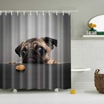 KHD 3D Dog Digital Printed Polyester Fabric Curtain for Bed Room, Living Room Curtain Kids Room Love Couple Color Black Window/Door/Long Door (D.N.627) (4, 4 x 5 Feet (Size ; 48 x 60 Inch) Window)