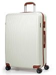 CALDARIUS Suitcase Large | Lightweight Hard Shell ABS Large Suitcase | 4 Dual Spinner Wheels Suitcase | Hold Check in Luggage | 3 Digit Combination Lock | (White, Large 28'')