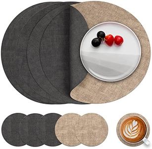 Myir JUN Set de Table en Cuir et Dessous de Verre Lot de 6, Sets de Table Rond Antidérapant Double Face Set de Table Plastique Lavable Set Table Résiste à la Chaleur (Gris Beige, Set di 6)