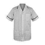 Skywear Men's Medical Healthcare Tunic, Nurse Hospital Dentist Uniform, White with Navy, L