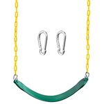 TURFEE Heavy Duty Swing Seat Green Color with 66” Chain, Swing Set Accessories Replacement with Snap Hooks for Kids Outdoor Play Playground Swing, Trees, Swing Set