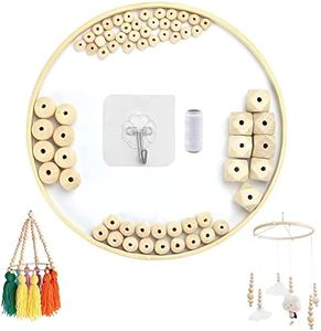 BUZIFU Kit cadre mobile en bois bricolage mobile bebe bois Mobile pour lit de bébé carillons éoliens Cloche suspendue avec perles en bois naturel cadeau de décoration de pépinière pour enfants