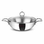 Orange Triply Stainless Steel Deep Kadai with Glass Lid 3.5L 26cm Diameter | 5 Year Warranty | Induction Friendly, Easy Clean | Cool Touch Rivetted Handles | Ideal for All cooktops | Silver