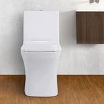 KrissKross Premium Western Floor Mounted One Piece Water Closet Ceramic Western Toilet/Commode/European Commode Square With Soft Close Seat Cover For Lavatory, Toilets - S-Trap Outlet Is From Floor