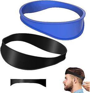 2PC Neckline Shaving Template and Hair Trimming Guide, High-Grade Curved Durable Silicone Haircut Band for DIY Home Haircuts Fade and Taper Guide for Clippers, Black and Blue