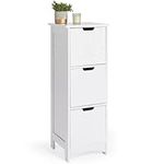 VonHaus Bathroom Drawers – White 3 Drawer Cabinet & Bathroom Unit - Tongue and Groove Shaker Style Freestanding Storage for Toiletries & Cleaning Products - Bathroom, Laundry, Utility Room & Kitchen