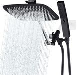 G-Promise All Metal Shower Head with 71 Inch Hose, 12 Inch Square Rain Shower Head with Handheld Spray Combo, Extra Long Hose, 3-Way Diverter, Height-Adjustable Extension Arm (Matte Black)