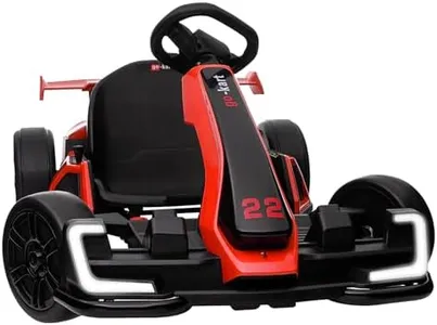 Kerry Yoo Go Kart Electric Drift Kart Car with Adjustable Seat, 24V Outdoor Ride on Toy with 4 Speed Mode, Crazy Cart for Kids 6-12 Years Old，Fast 300W Motor，8.5 MPH, LED Lights, Bluetooth - Red