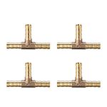 uxcell 6mm or 1/4" Brass Barb Splicer Fitting,T-Shaped 3 Ways,Barb Hose Fitting Air Gas Water Fuel,Barbed Tee Connector,2pcs