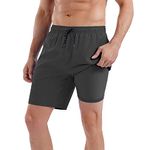 MILANKERR 5.5 inch 7 inch Mens Swim Trunks with Compression Liner,Mens Bathing Suit Quick Dry Stretch Swimming Trunks for Men, 5008_black, S