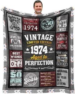 ecarco 1974 Birthday Blanket 60" x 50" - 50th Birthday Gifts for Men, Him - 50 Year Old Gifts for Men - Mens 50th Birthday Gift Ideas - Gifts for 50 Years Old Man - Funny 50 th Bday Gifts for Men