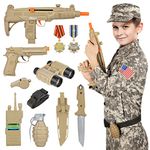 GIFTINBOX Kids Army Soldier Dress Up Costume Role Play Set, Deluxe Christmas Gift for Kids Boys Aged 3-13 Size M