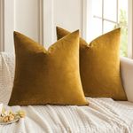 MIULEE Pack of 2 Mustard Yellow Pillow Covers 20x20 Inch Decorative Velvet Throw Pillow Covers Modern Soft Couch Throw Pillows Farmhouse Home Decor for Fall Sofa Bedroom Living Room