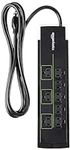 Amazon Basics Rectangular 8-Outlet Power Strip Surge Protector, 4,500 Joule - 6-Foot Cord, Black/Green