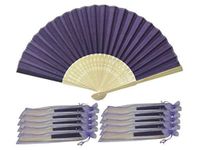 Rangebow FANSOF.FANS Indigo Pack of 10 Wholesale Silk Fabric Handheld Folding Fan with Grade A Bamboo Ribs for Women Girls Summer Party Event Favour Birthday Wedding Best Gift